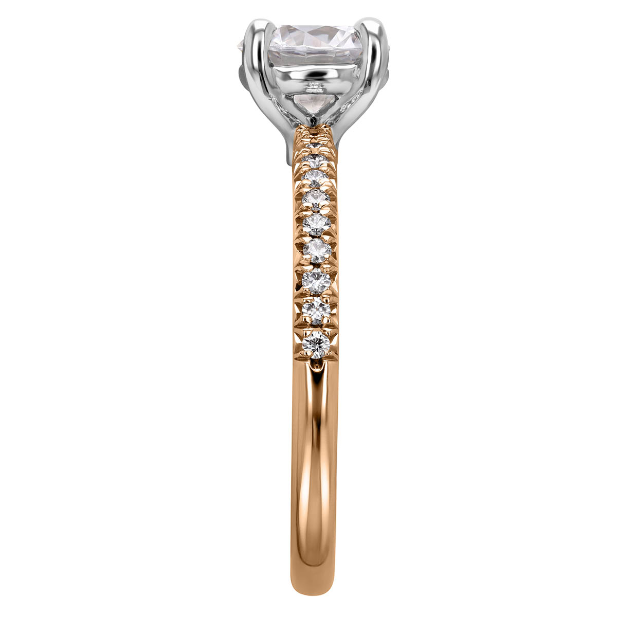 18K Gold Diamond Side Stone Engagement Ring Setting, 0.13 cttw