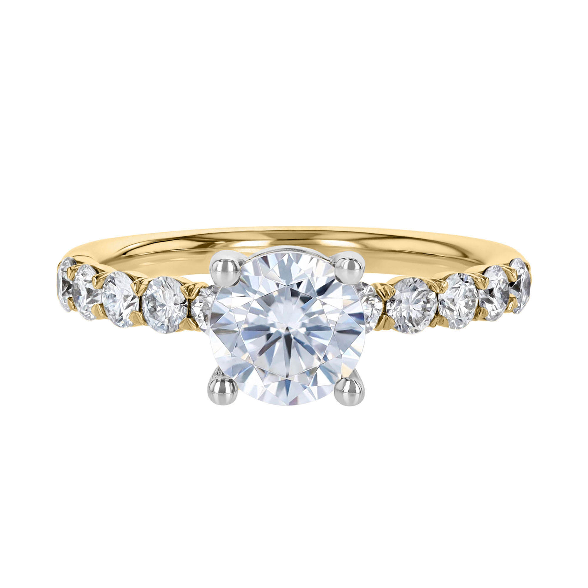 18K Gold Diamond V Prong Engagement Ring Setting
