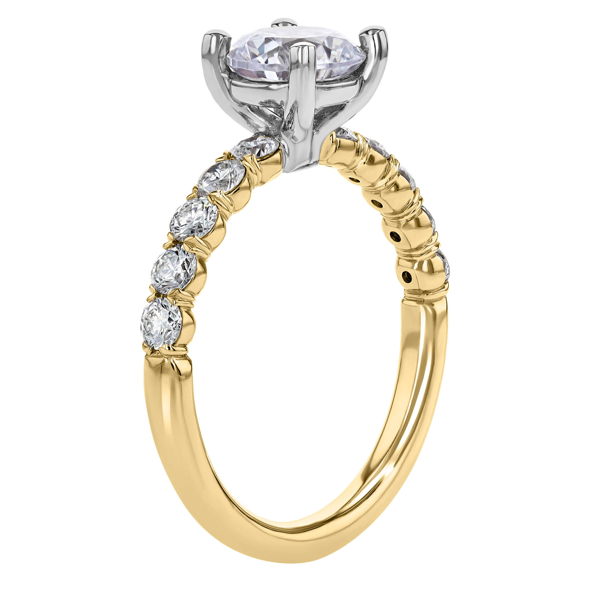 18K Gold Diamond V Prong Engagement Ring Setting