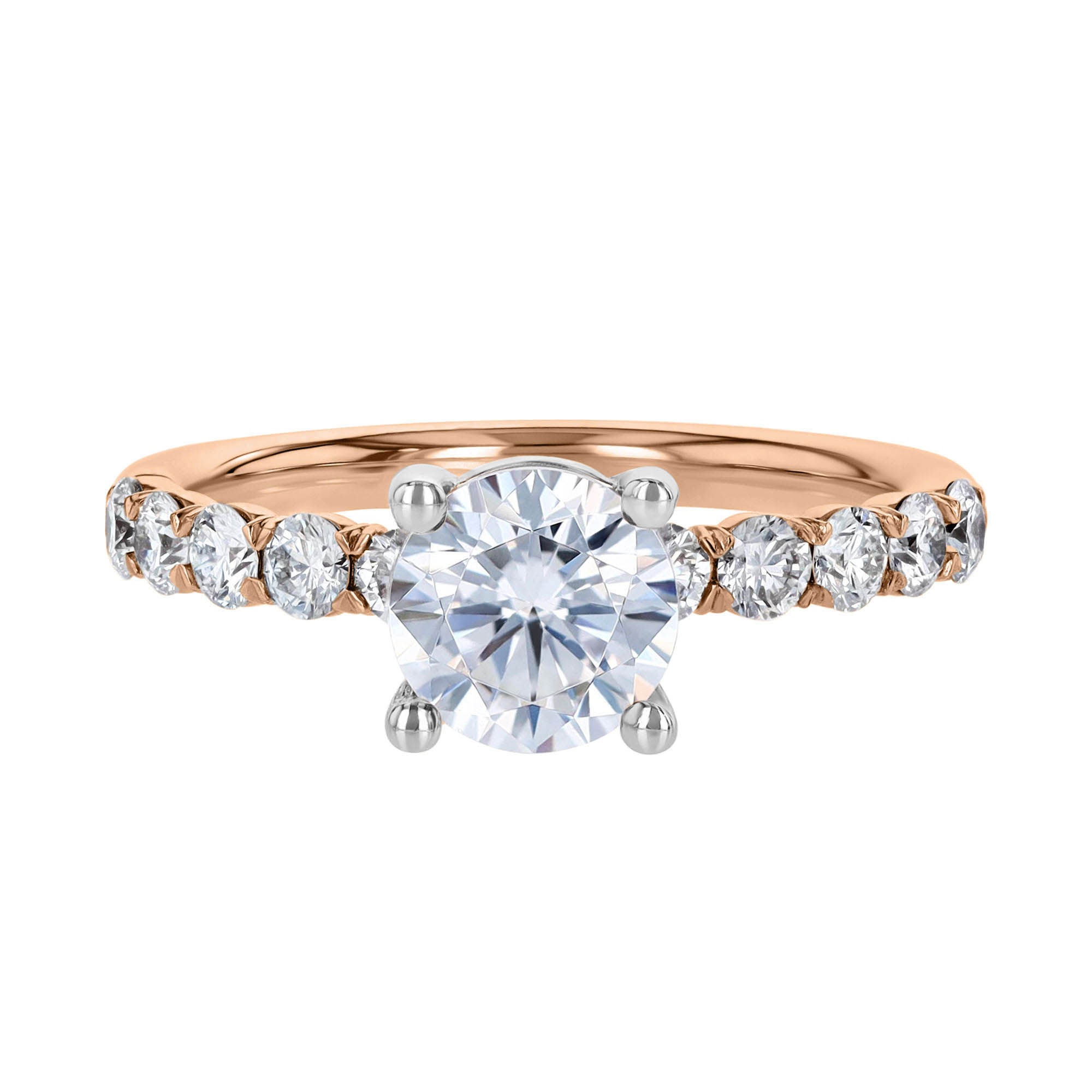 18K Gold Diamond V Prong Engagement Ring Setting