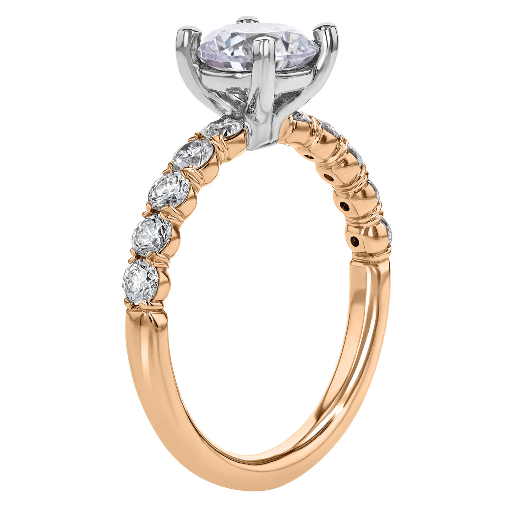 18K Gold Diamond V Prong Engagement Ring Setting