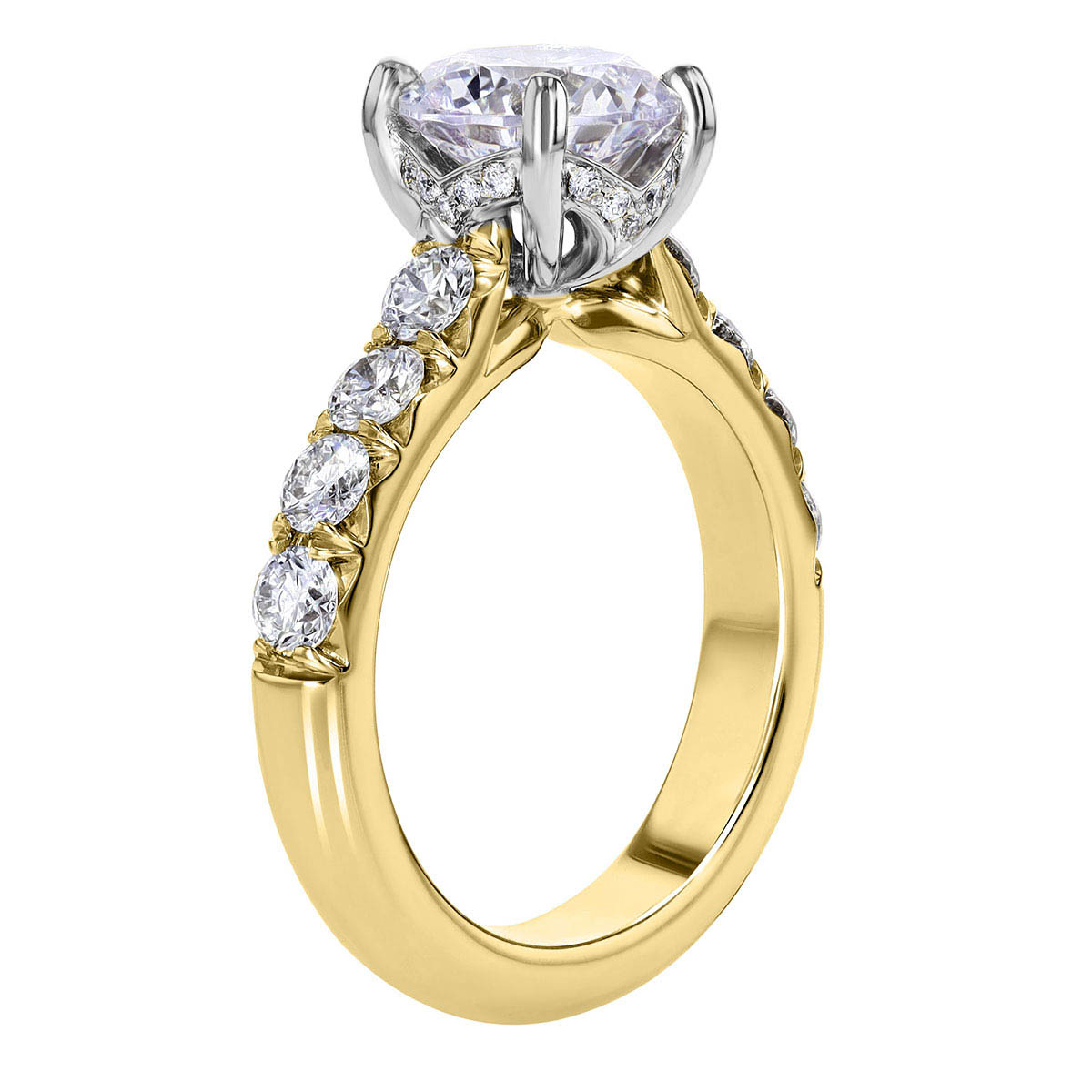 18K Gold Diamond Flush Fit .90 cttw Engagement Ring Setting