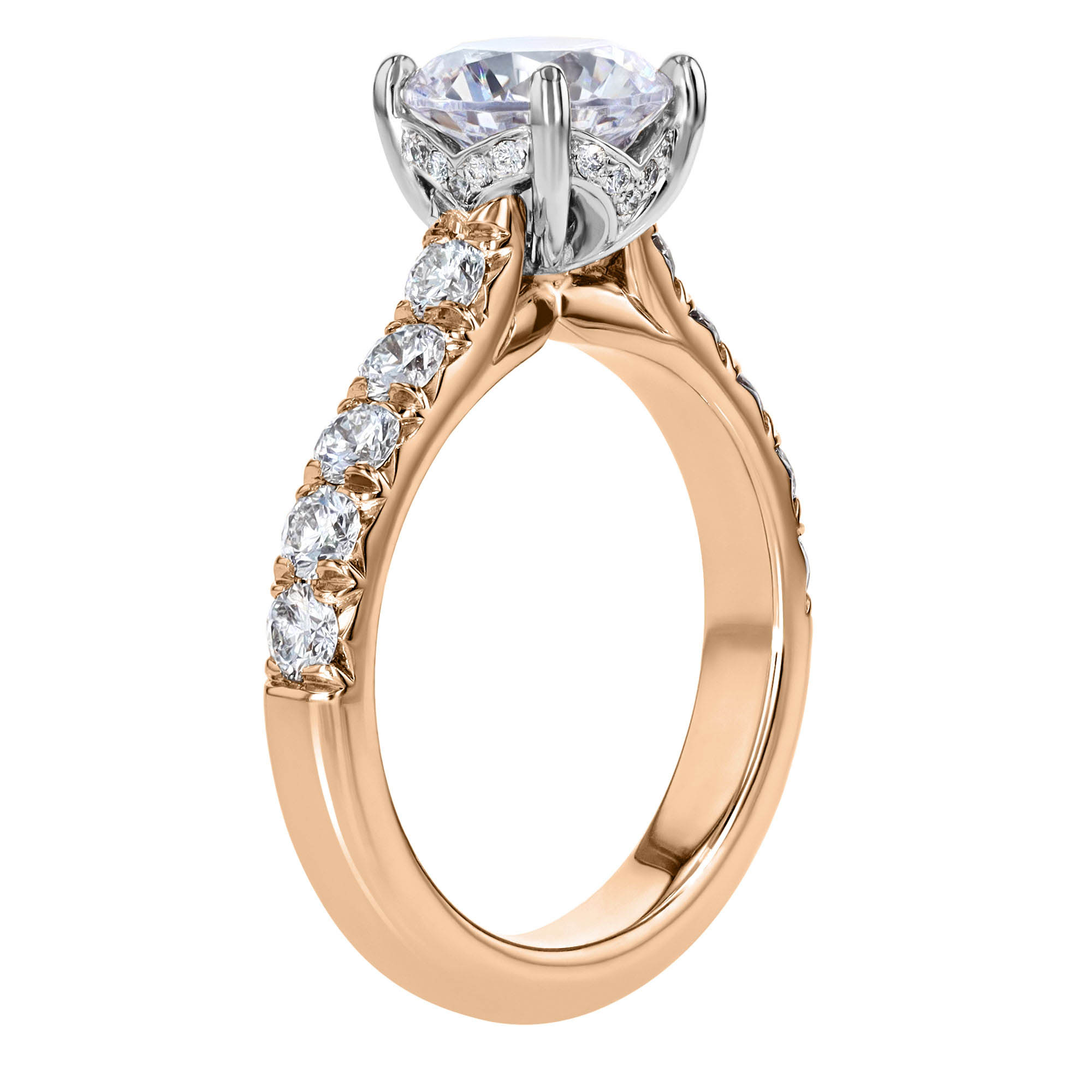 18K Gold Diamond Flush Fit 3/4 cttw Engagement Ring Setting