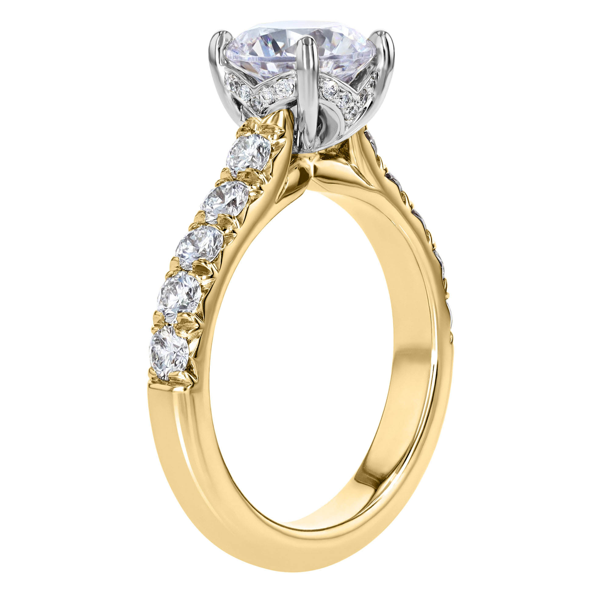 18K Gold Diamond Flush Fit 3/4 cttw Engagement Ring Setting