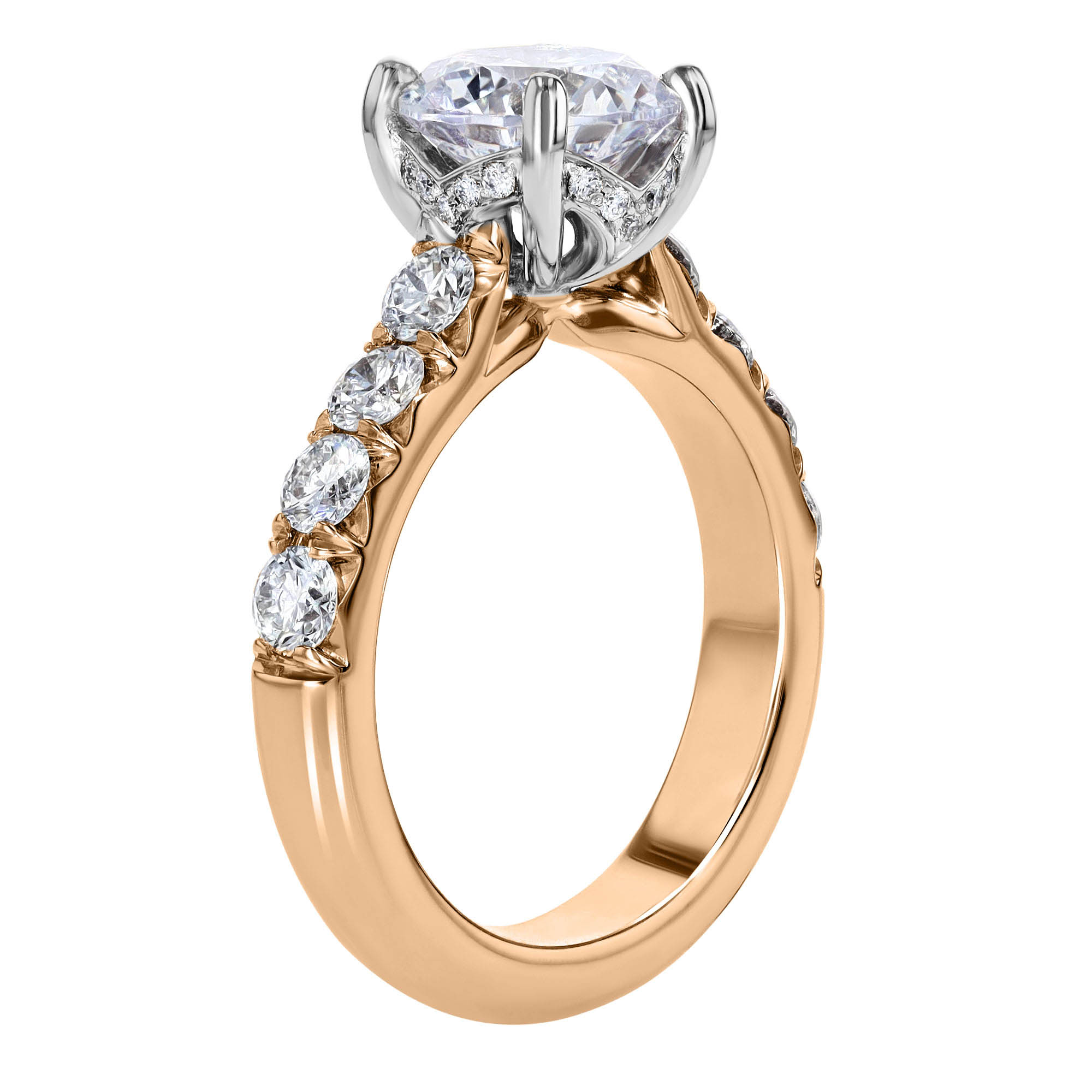 18K Gold Diamond Flush Fit .90 cttw Engagement Ring Setting