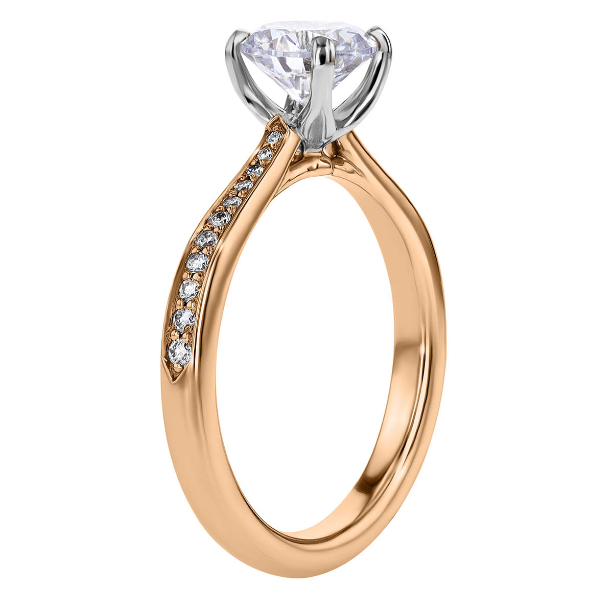 18K Gold Diamond Tapered Engagement Ring Setting