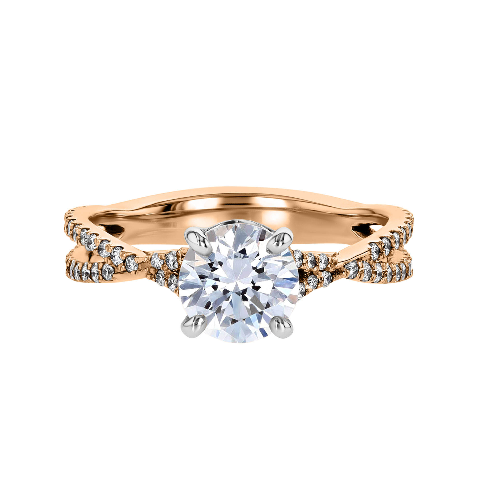 18K Gold Diamond Criss Cross Shank Engagement Ring Setting