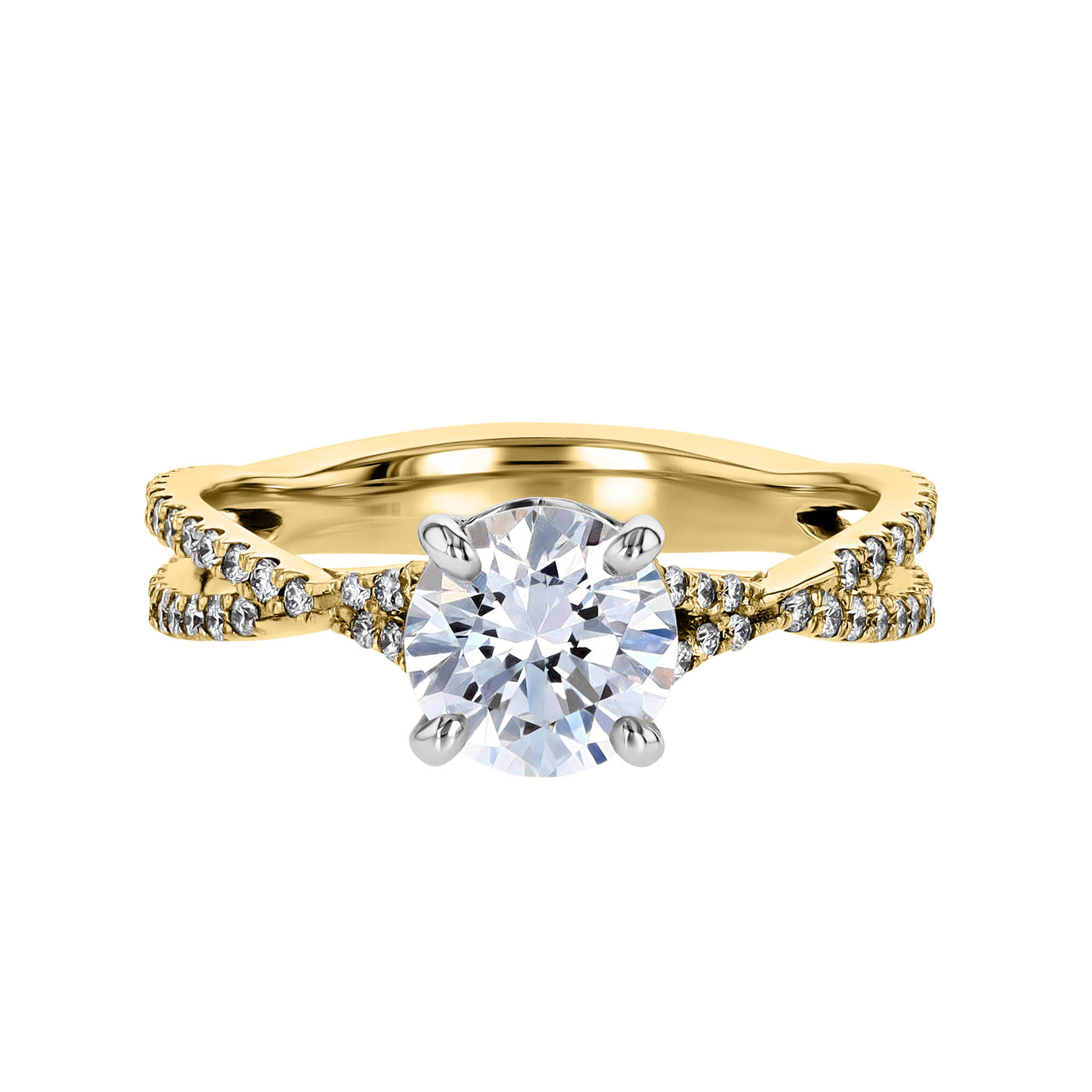 18K Gold Diamond Criss Cross Shank Engagement Ring Setting