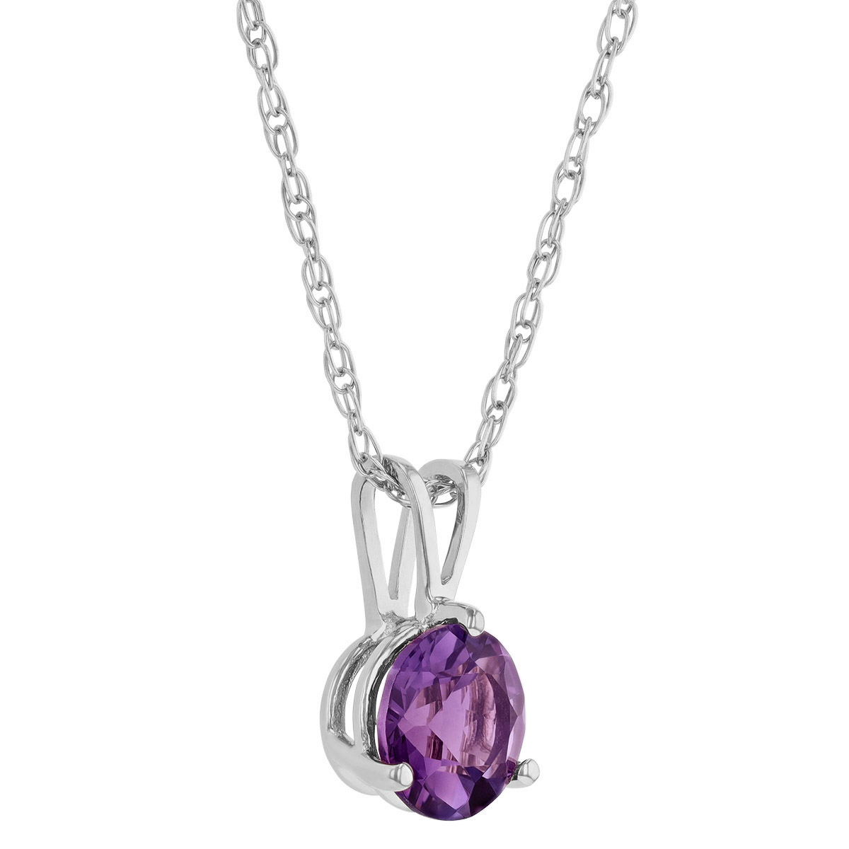 Amethyst Pendant Necklace in White Gold
