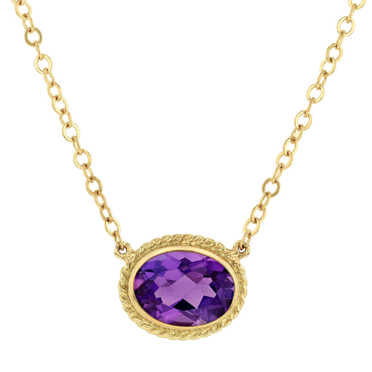 Amethyst Rope Bezel Set Necklace in Yellow Gold | Borsheims