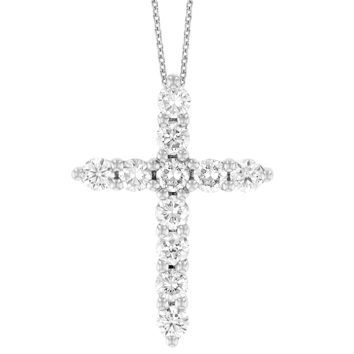 Diamond Cross Pendant in White Gold, 1 cttw