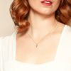 Yellow Gold Tiny Cross Pendant with Diamond Center, 18"