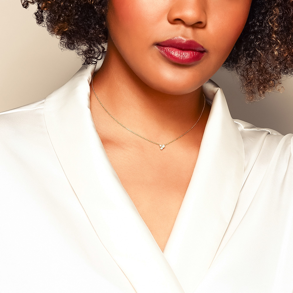 Zoe Chicco Large 3 Mixed Diamond Trio Necklace in Yellow Gold, 14-15-16