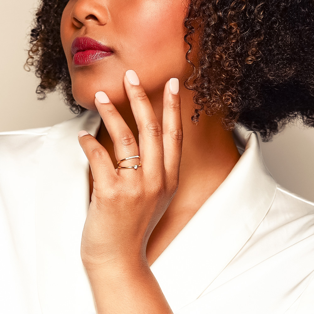 Zoe Chicco Pave & Prong Diamond Open Double Band Ring in Yellow Gold