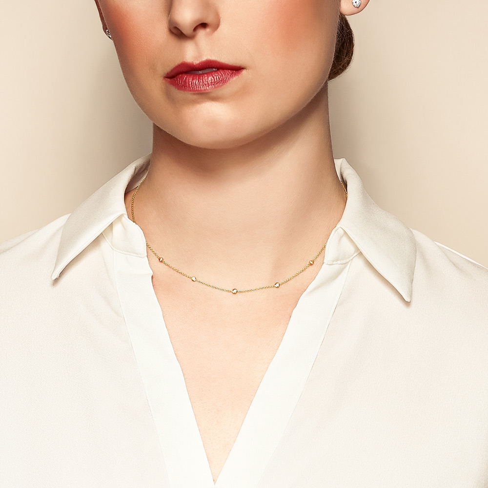 Zoe Chicco 5 Floating Diamond Bezel Set Station Necklace in Yellow Gold, 18