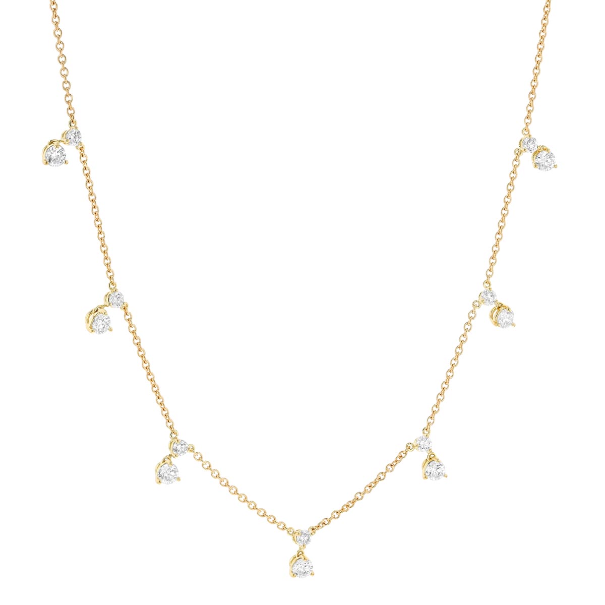 Roberto Coin Diamonds by the Inch 3 Prong Diamond Drop Station Necklace in Yellow Gold, 16