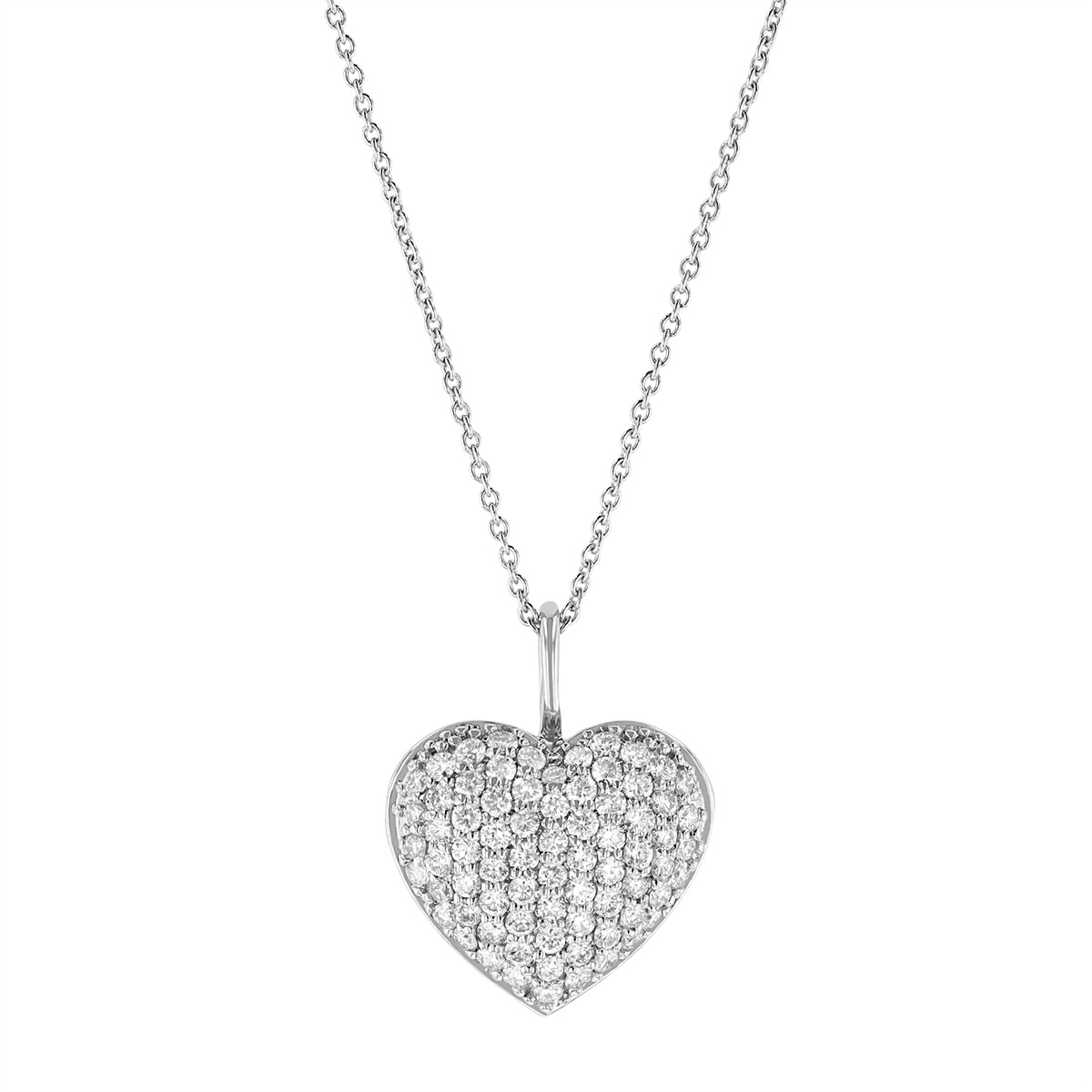 Roberto Coin Tiny Treasures Diamond Large Heart Pendant in White Gold