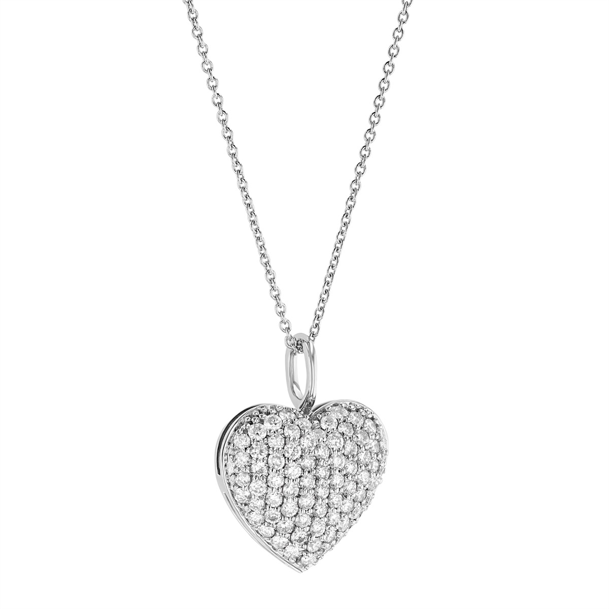 Roberto Coin Tiny Treasures Diamond Large Heart Pendant in White Gold