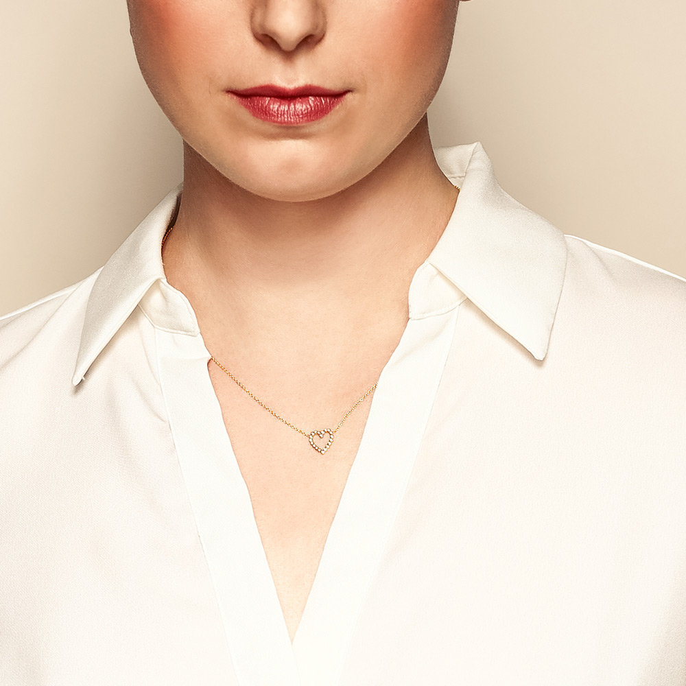 Zoe Chicco Diamond Bezel Set Open Heart Pendant in Yellow Gold, 18