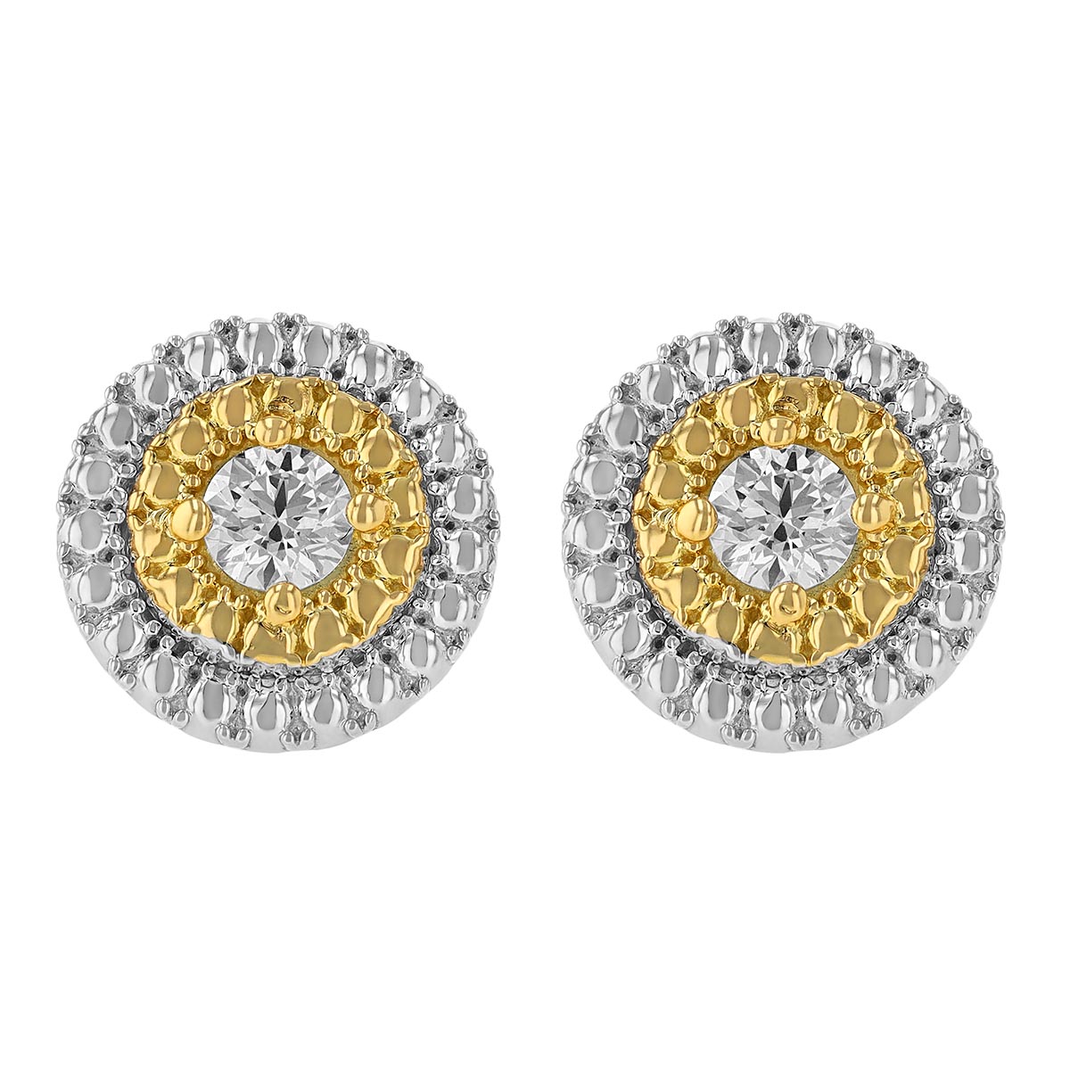 Roberto Coin Siena Diamond & Double Beaded Halo Stud Earrings in Two Tone