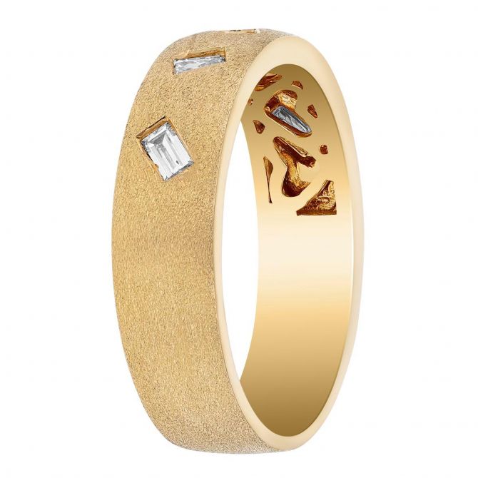 Contemporary Fancy Gold and Diamond Finger Ring for Men