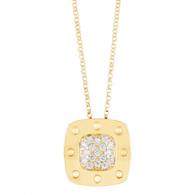 Roberto Coin Pois Moi Diamond Square Pendant in 18K Gold, 18"