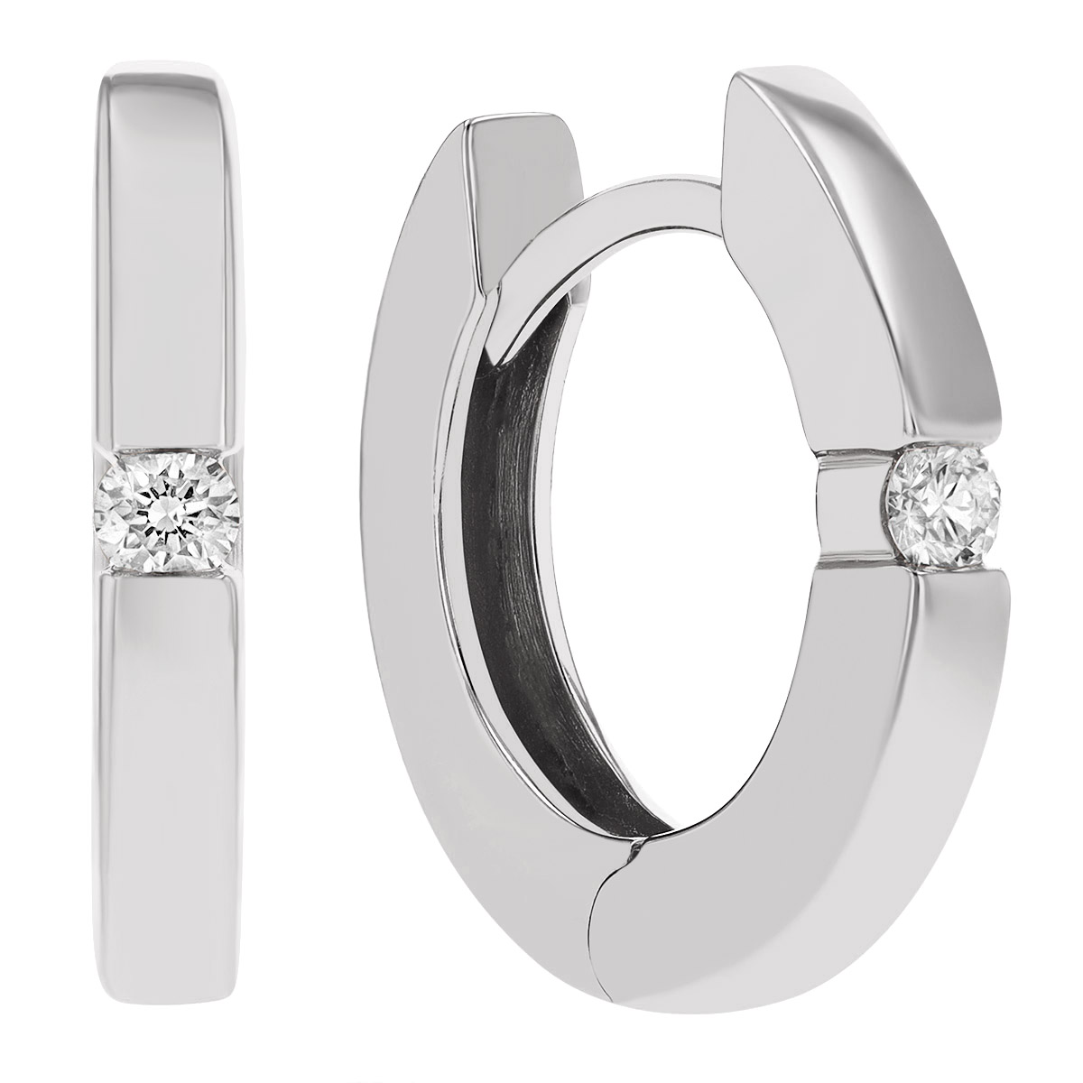 White Gold & Diamond Hoop Earrings