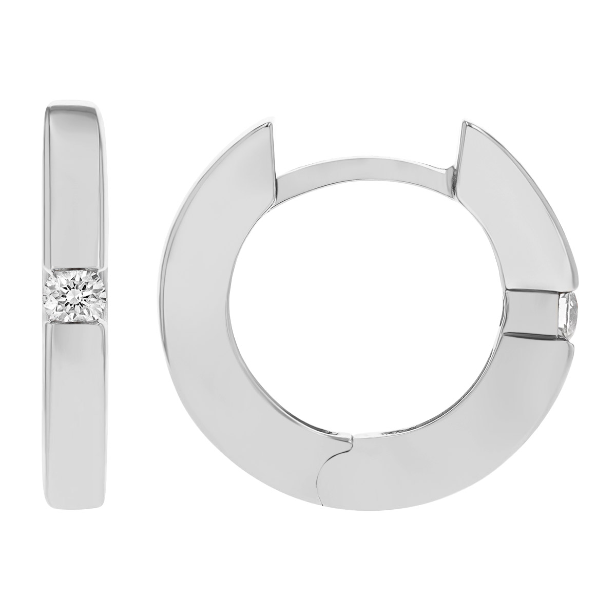White Gold & Diamond Hoop Earrings