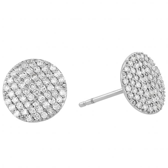 Phillips House Mini Infinity Diamond Pavé Disc Stud Earrings in White Gold