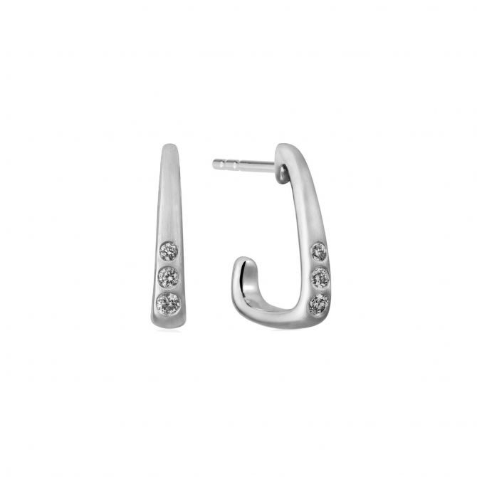 Artichoke Diamond & White Gold J Hoop Earrings