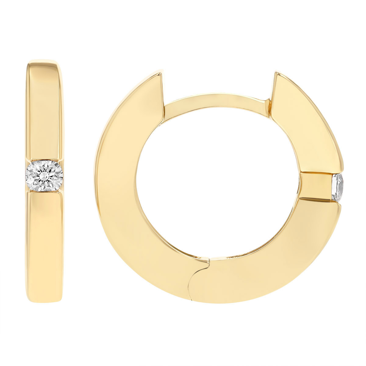 Yellow Gold & Diamond Huggie Earrings, 0.07 cttw