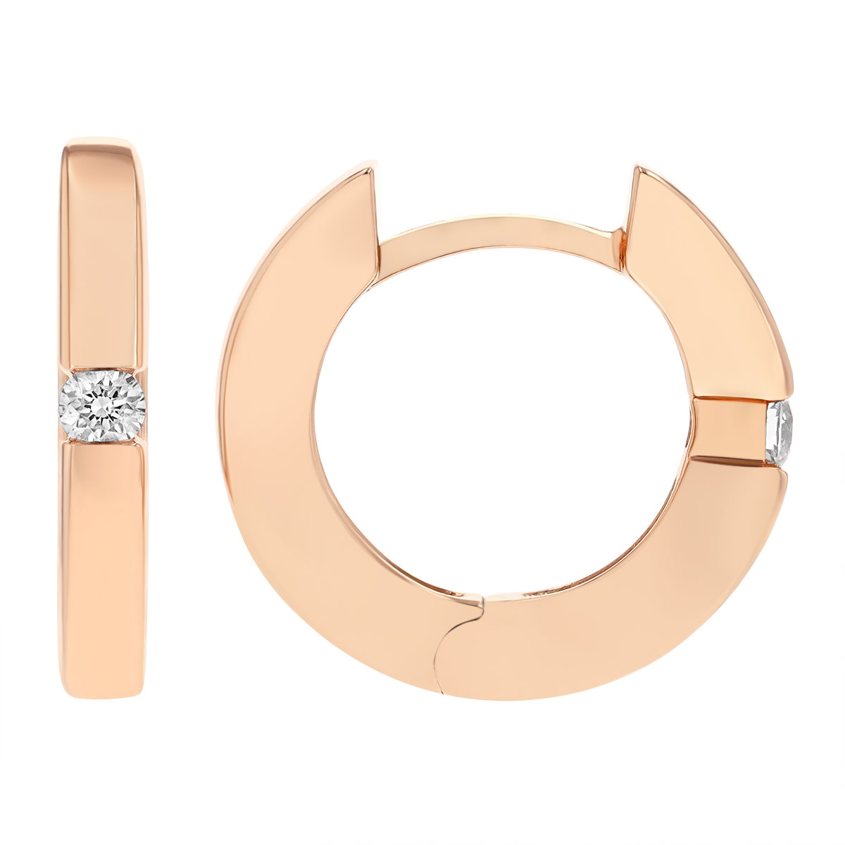 Diamond Hoop Earrings in Rose Gold
