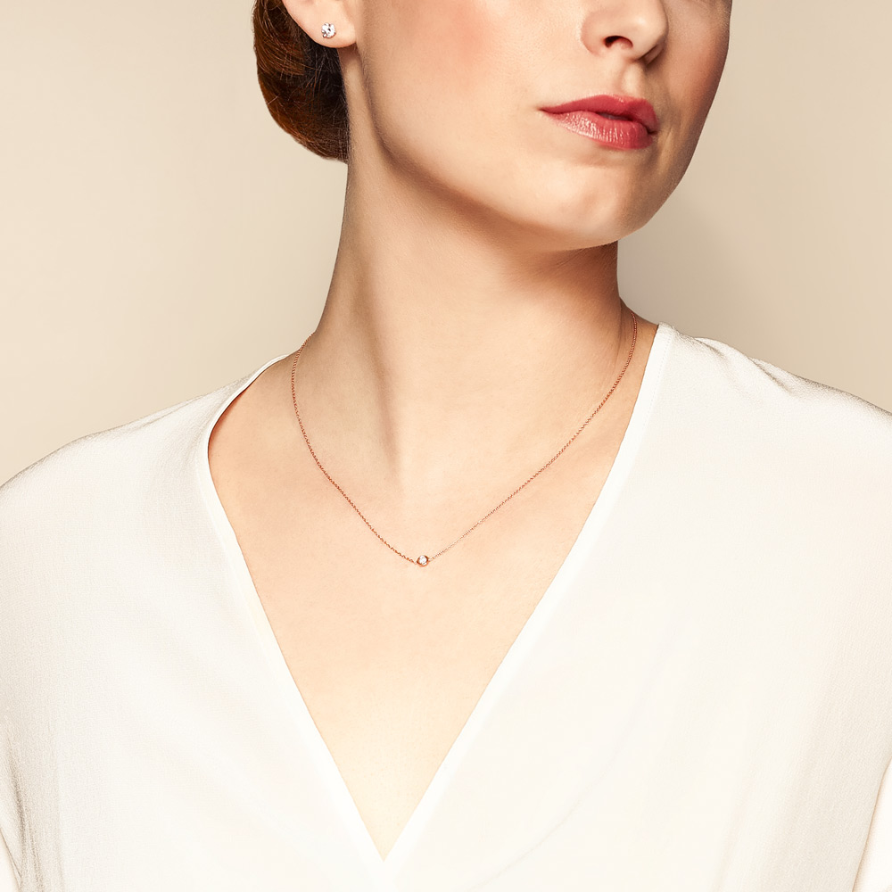 Roberto Coin Diamonds by the Inch 18K Gold Single Station Necklace, 0.10 cttw