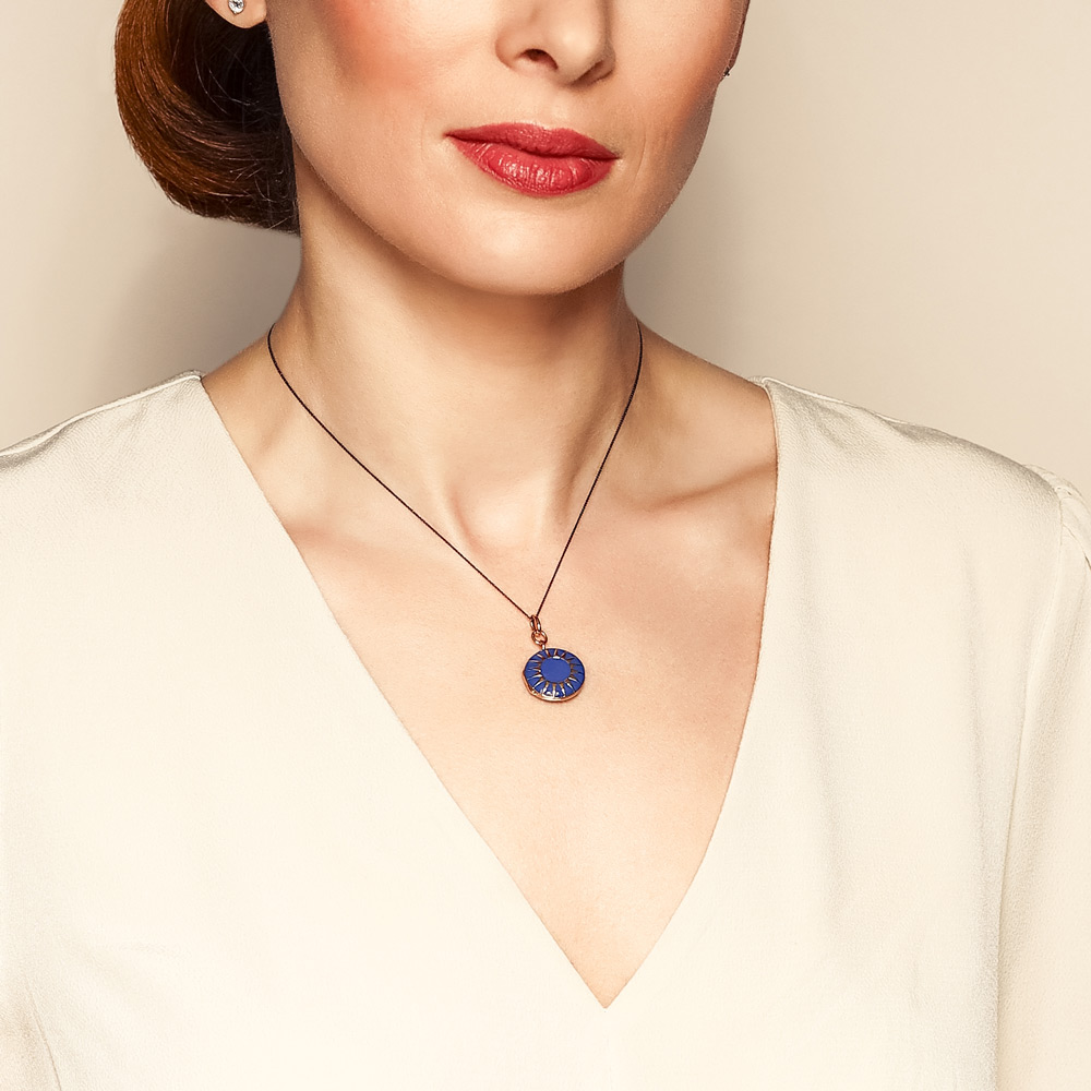 Monica Rich Kosann Blue Enamel Vermeil Round Locket