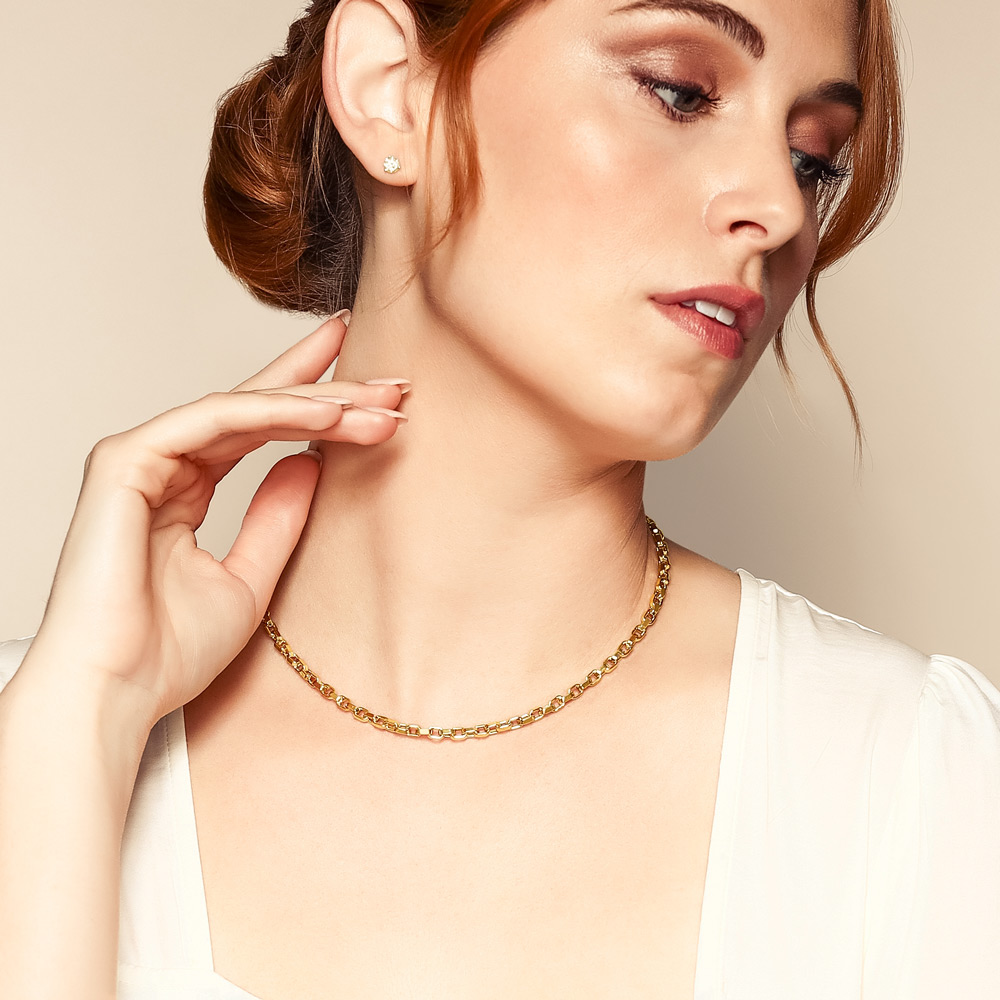 Roberto Coin Yellow Gold Square Link Chain Necklace, 16