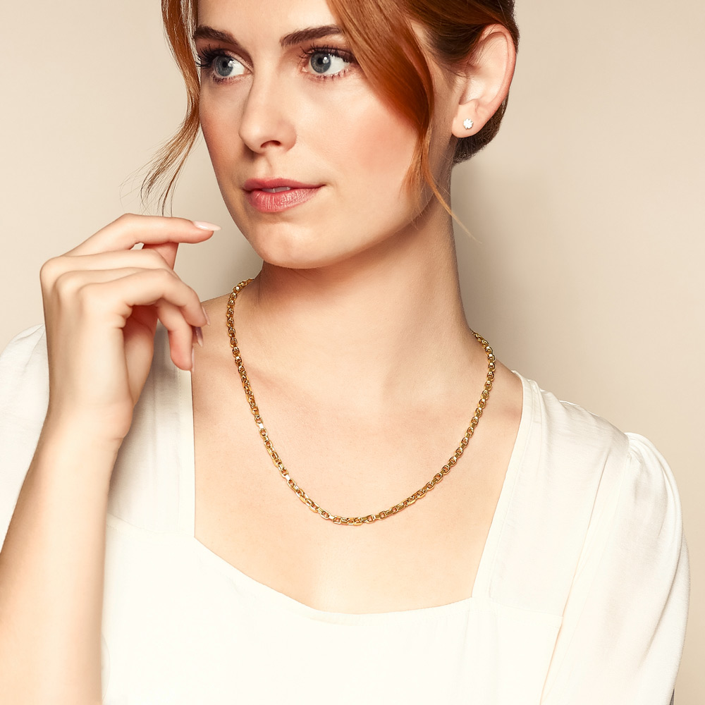 Roberto Coin Yellow Gold Small Gauge Square Link Chain Necklace, 22