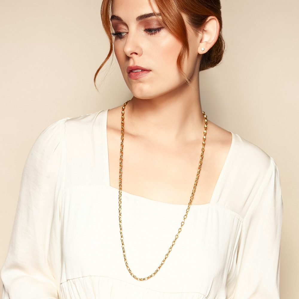 Roberto Coin Yellow Gold Almond Link Chain Necklace, 34