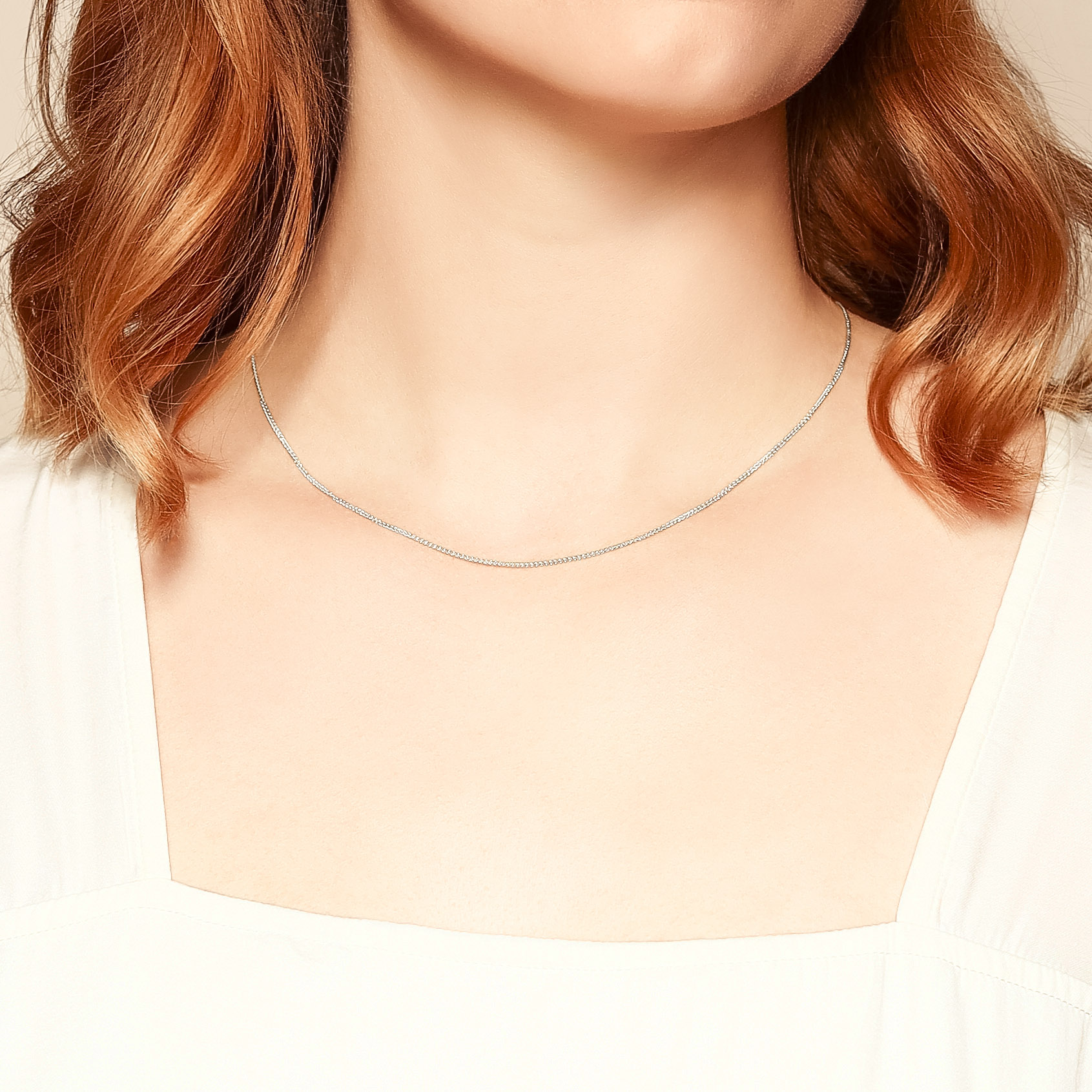 White Gold 1 mm Wheat Chain, 20