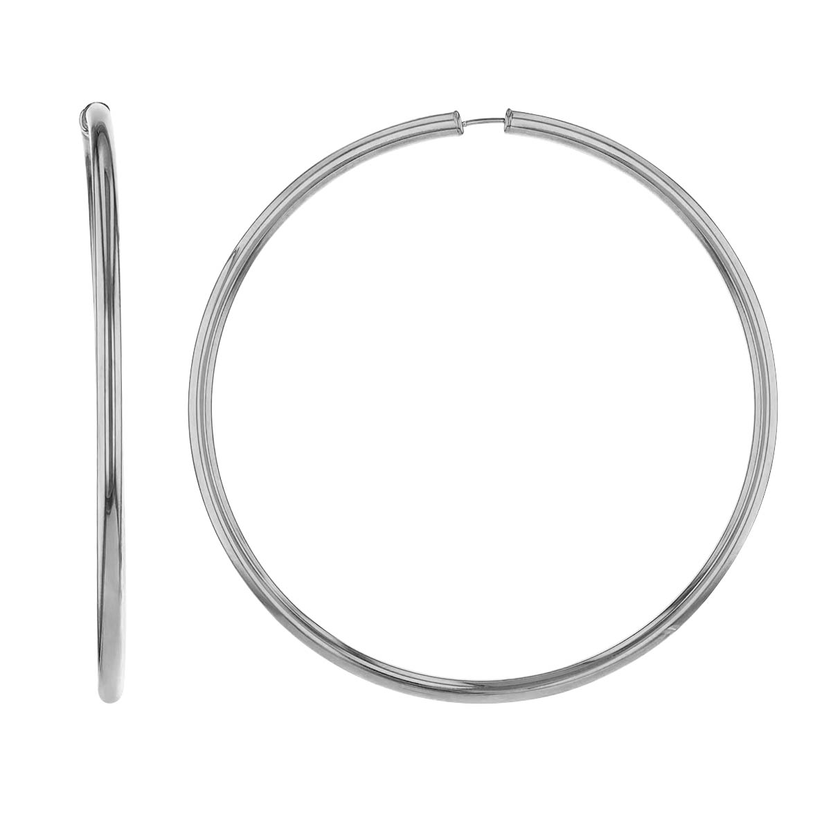 White Gold Endless Hoop Earrings, 70 mm