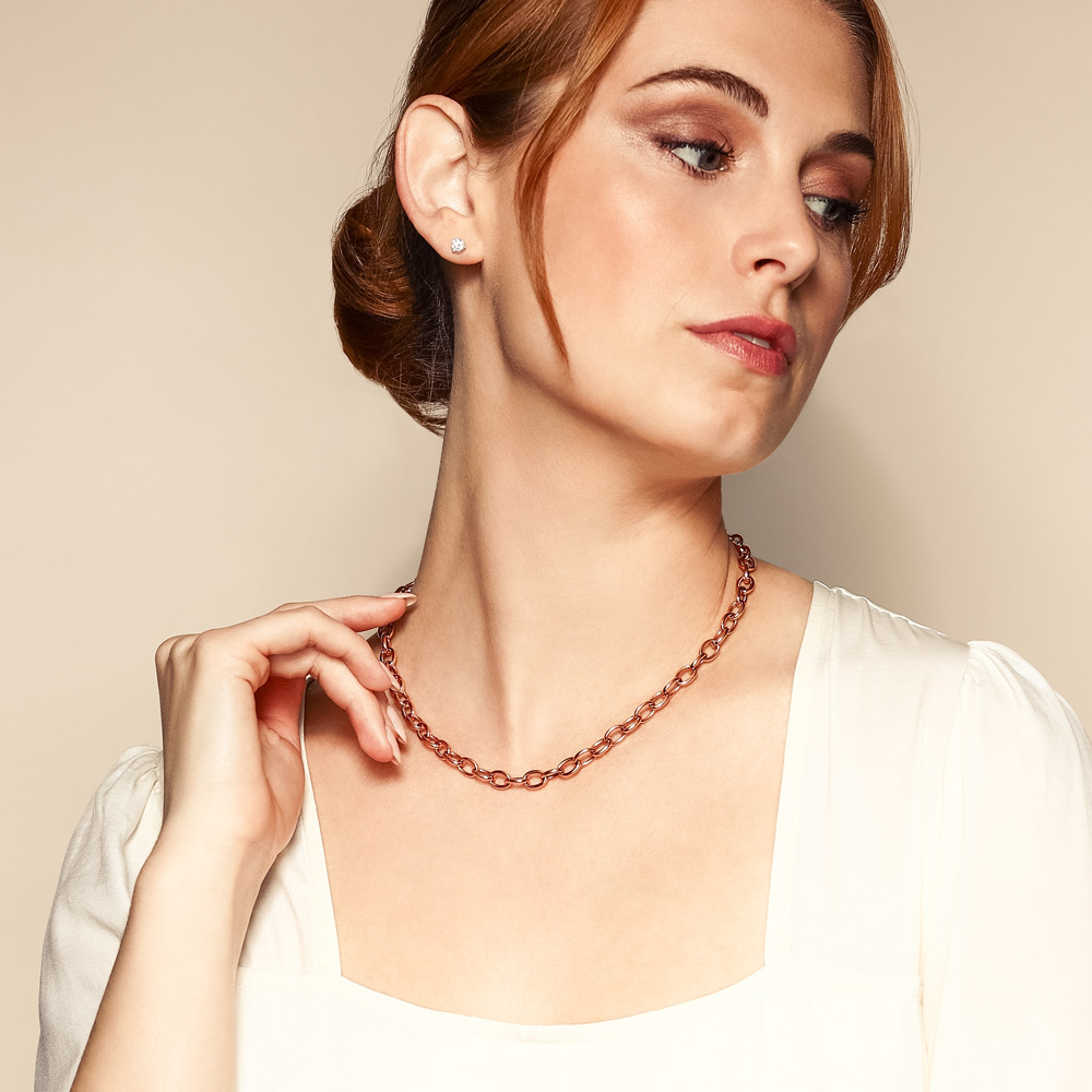 Roberto Coin Rose Gold Large Link Chain Necklace, 18