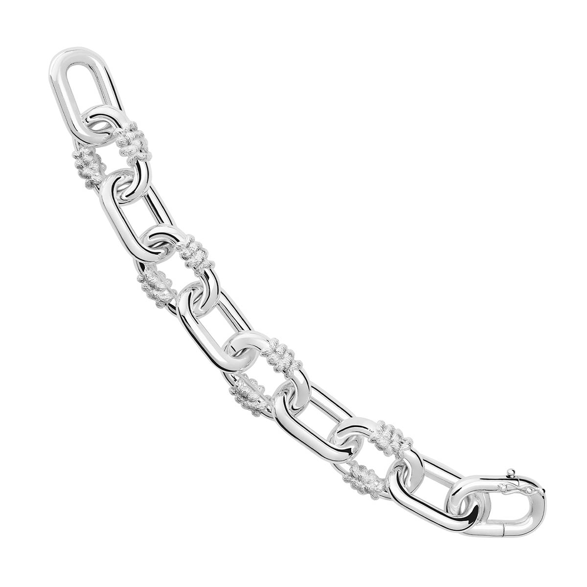 Tane Bordados Sterling Silver Alternating Textured Large Link Chain Bracelet, 7.5