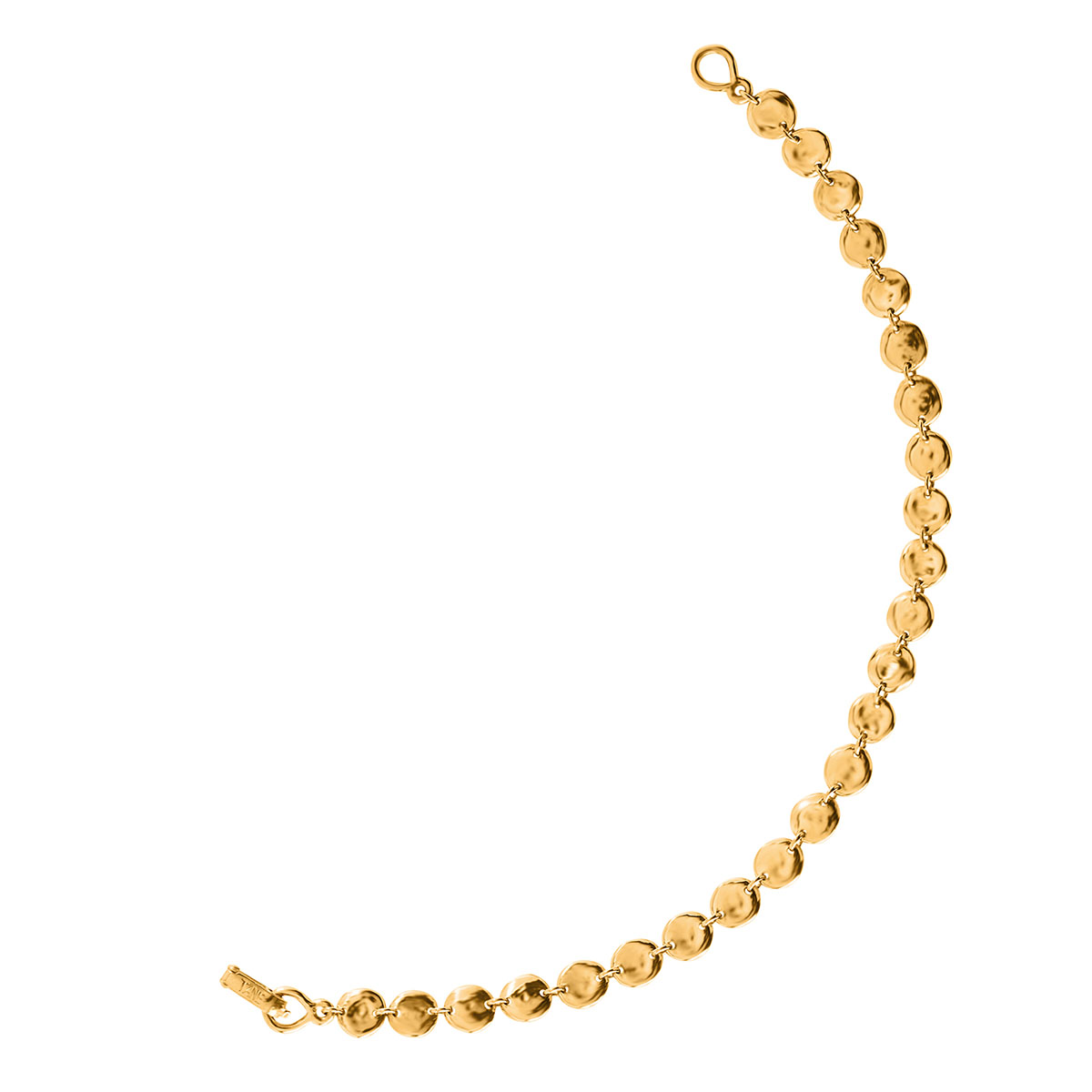 Tane Tikal Yellow Gold Flat Round Link Chain Bracelet, 7.4