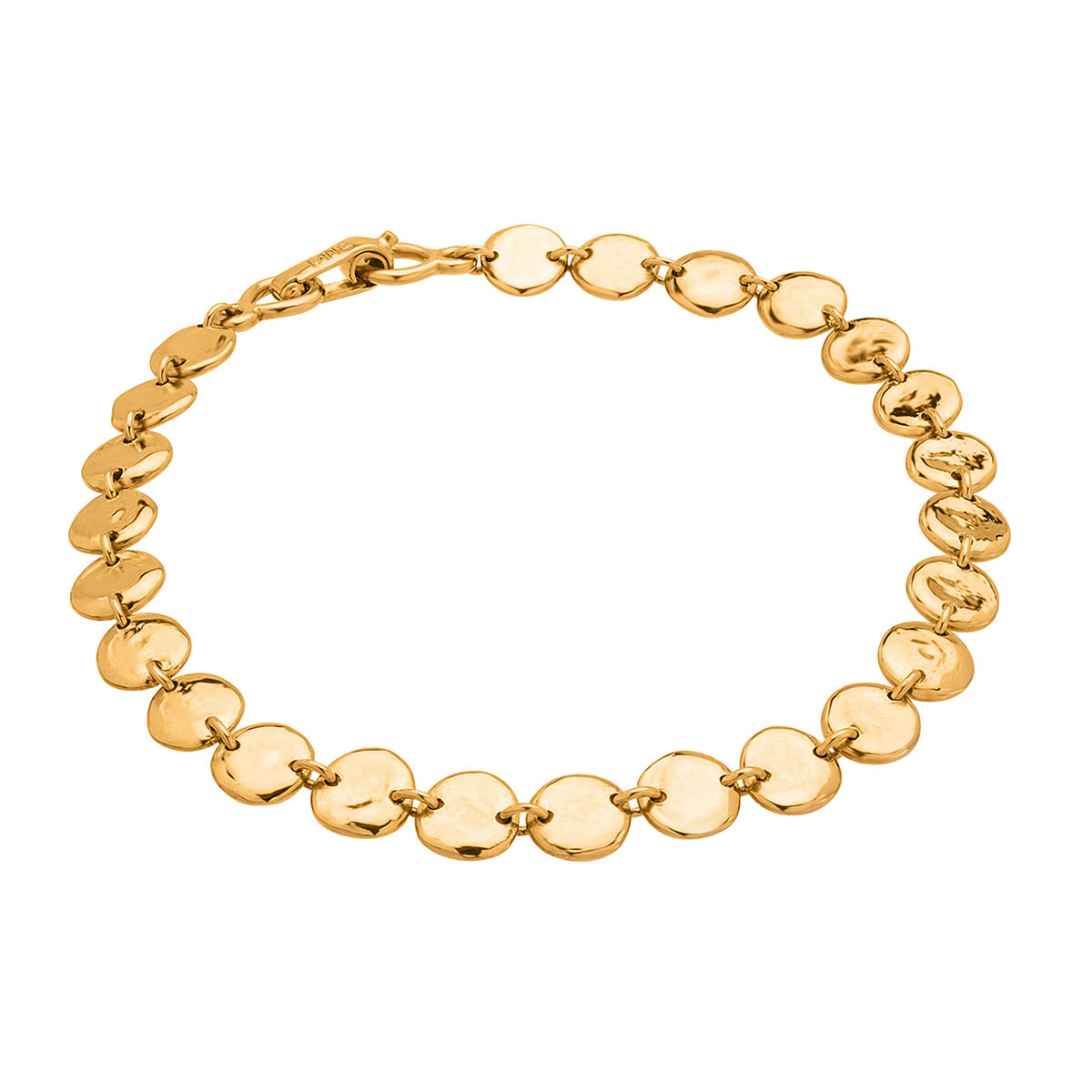 Tane Tikal Yellow Gold Flat Round Link Chain Bracelet, 7.4