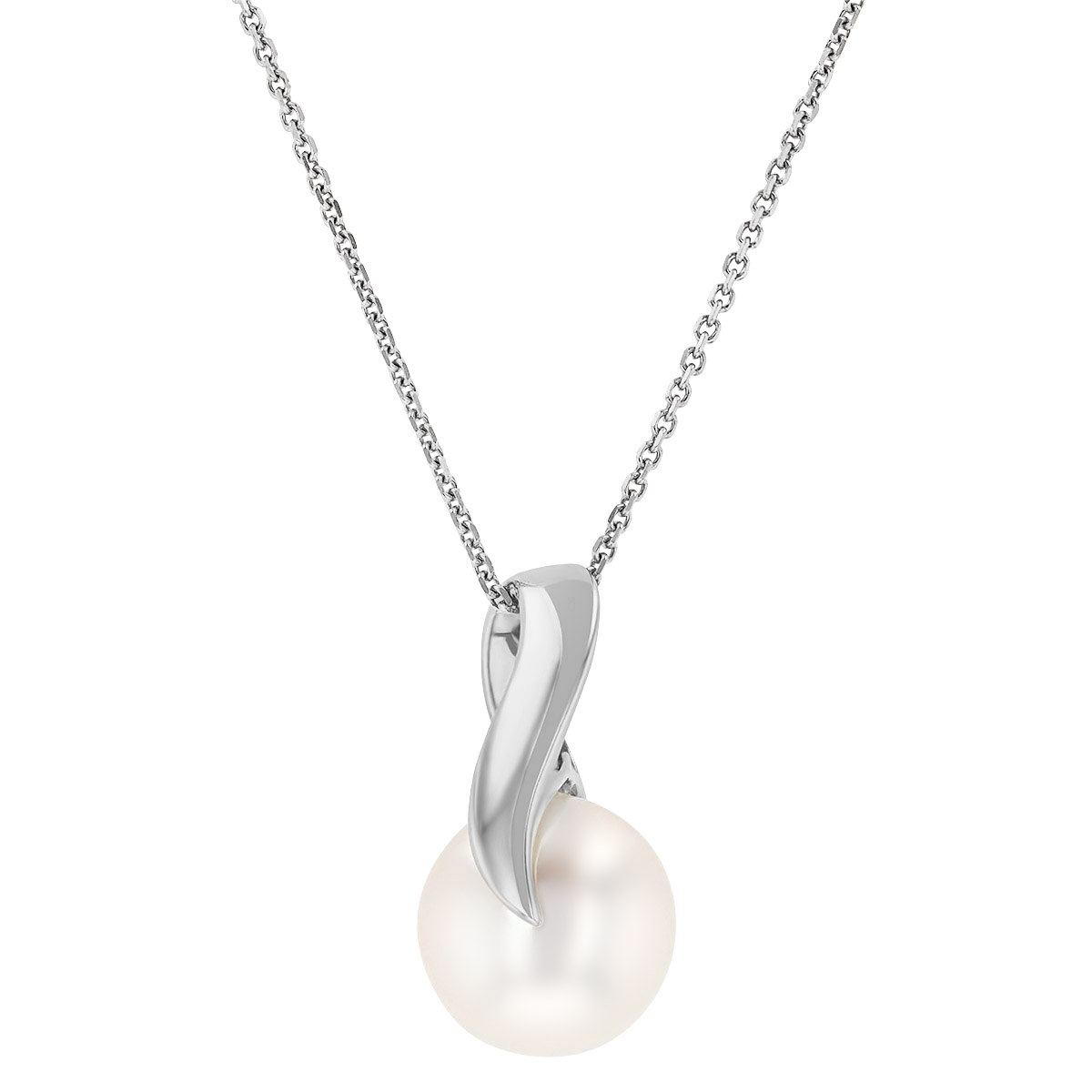Freshwater Cultured Pearl Pendant Necklace in White Gold