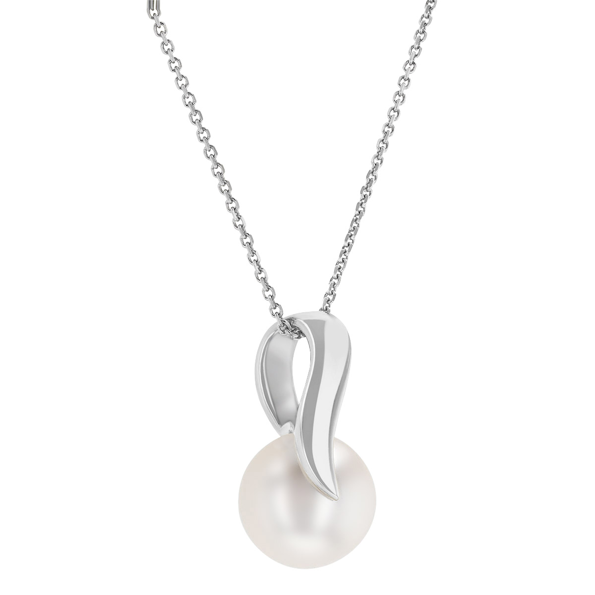 Freshwater Cultured Pearl Pendant Necklace in White Gold