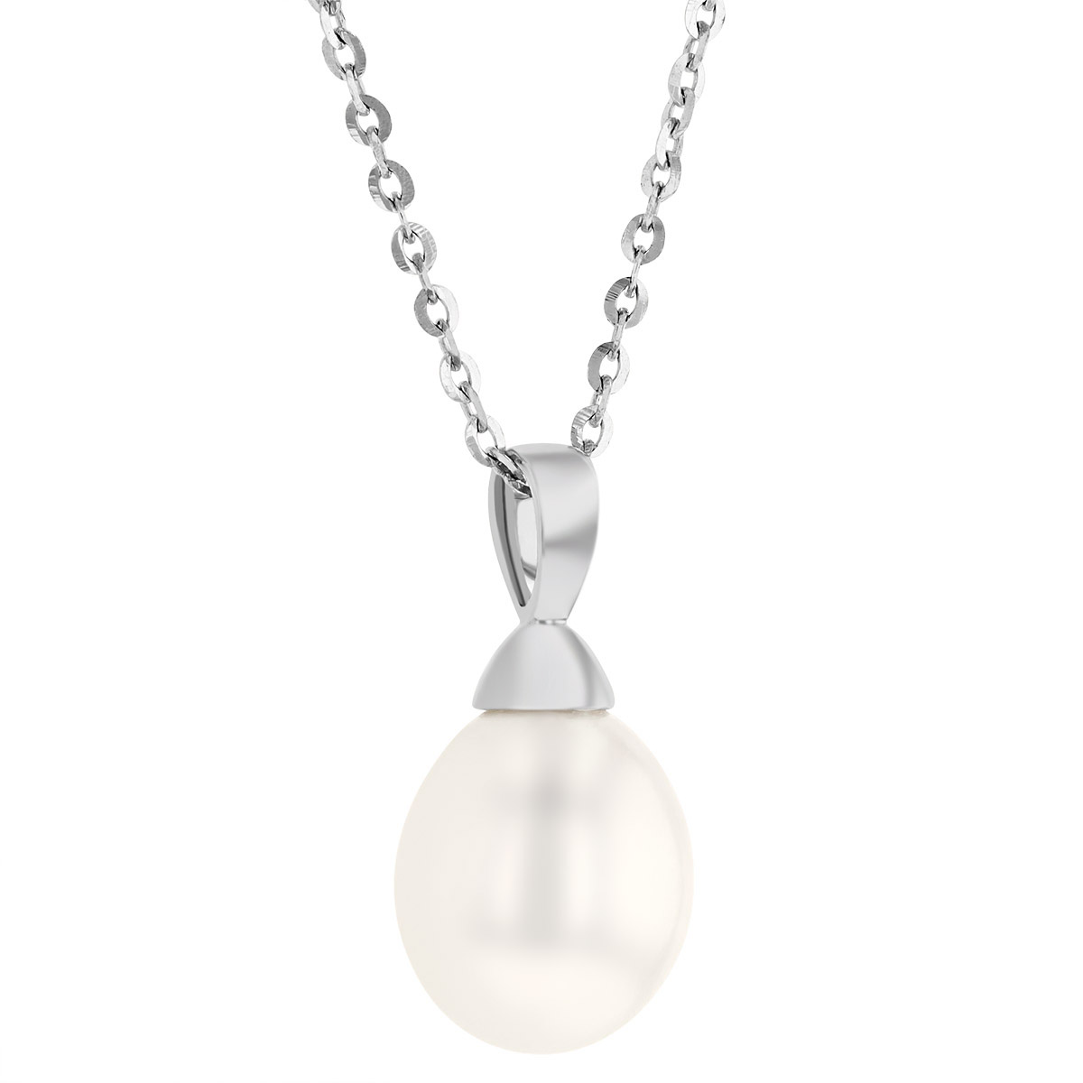 Freshwater Cultured Pearl Pendant Necklace in White Gold, 18