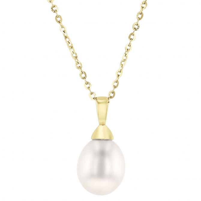 Freshwater Cultured Pearl Pendant Necklace in Yellow Gold