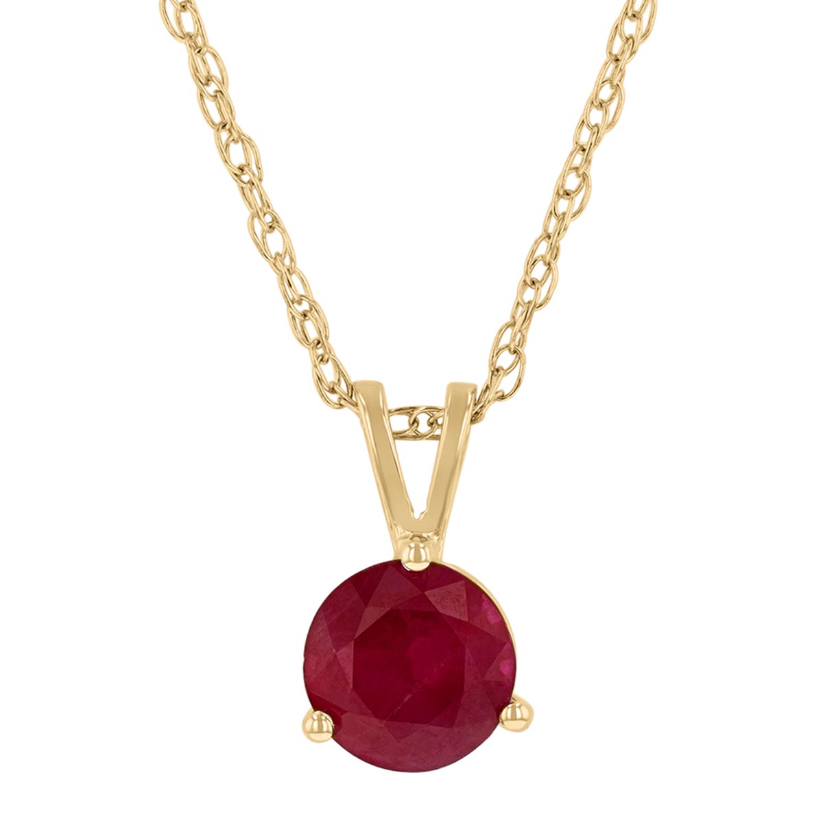 Round Ruby Pendant in Yellow Gold, 18