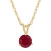 Round Ruby Pendant in Yellow Gold, 18"