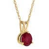 Round Ruby Pendant in Yellow Gold, 18"